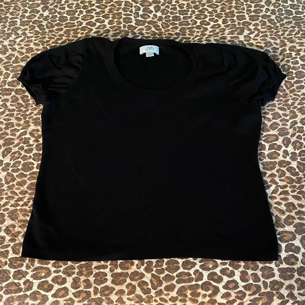 LOFT Black Lightweight Short Sleeve Sweater
